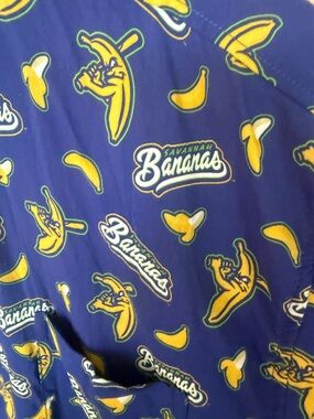 Savannah Bananas Men’s Casual Button-Down Shirt in Blue and Yellow Banana Print